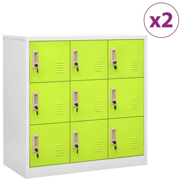 Cabinets, 2 pcs., grey/green, 90x45x92.5cm, steel