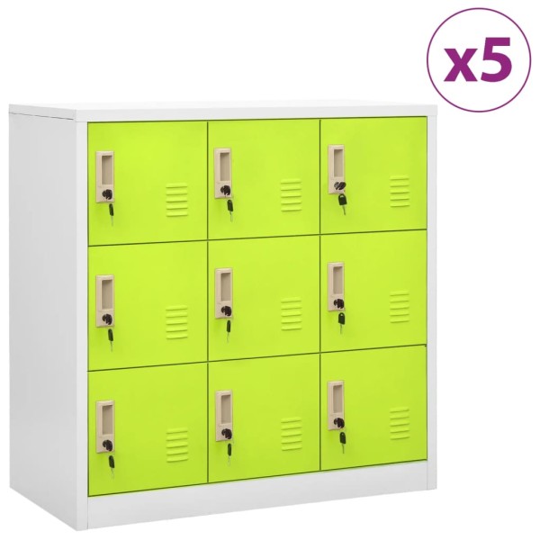 Cabinets, 5 pcs., grey/green, 90x45x92.5cm, steel