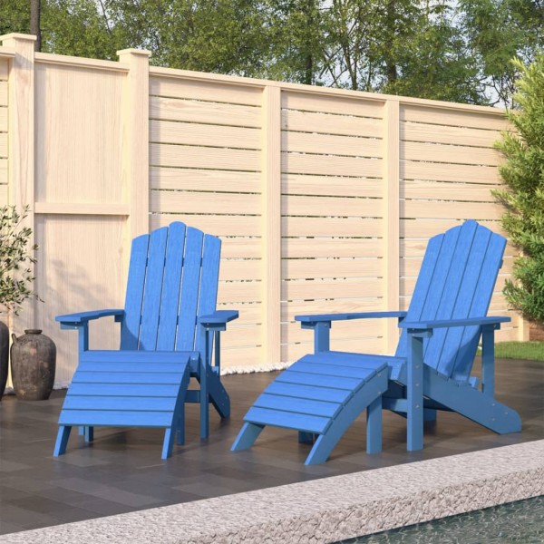 Garden Adirondack chairs with legs, 2 pcs., blue, HDPE
