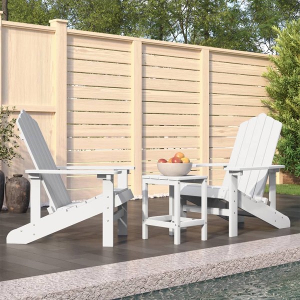 Garden Adirondack chairs with table, white, HDPE