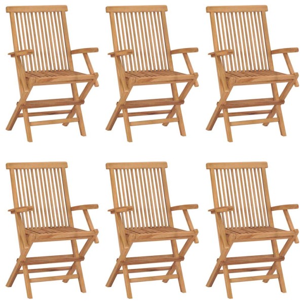 Folding garden chairs, 6 pcs., solid teak wood