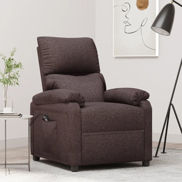 Electric reclining chair, dark brown, fabric