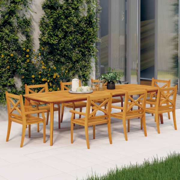 Outdoor dining chairs, 8 units, solid acacia wood