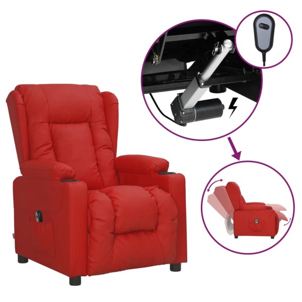 Electric reclining chair, red wine, artificial leather
