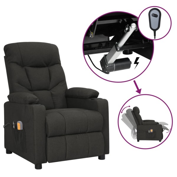 Electric massage chair, black, fabric