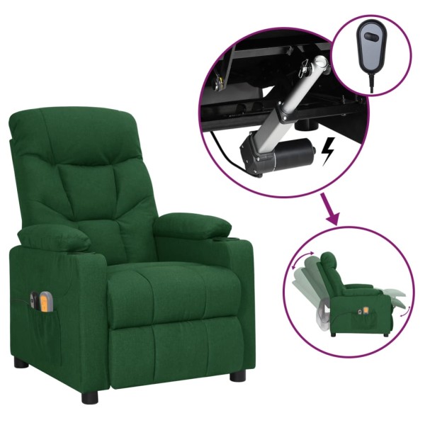 Electric massage chair, dark green, fabric