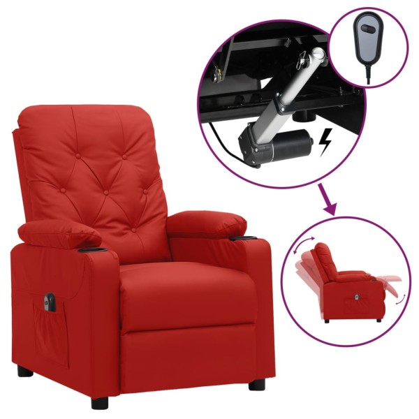 Electric reclining chair, red wine, artificial leather