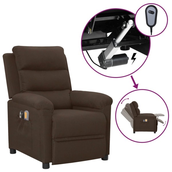 Electric massage chair, dark brown, fabric