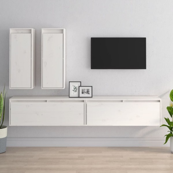 TV cabinets, 4 units, white, solid pine wood