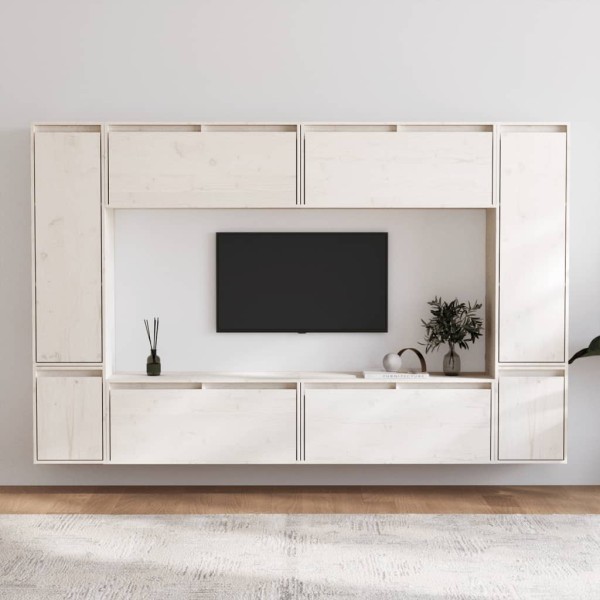 TV cabinets, 8 units, white, solid pine wood