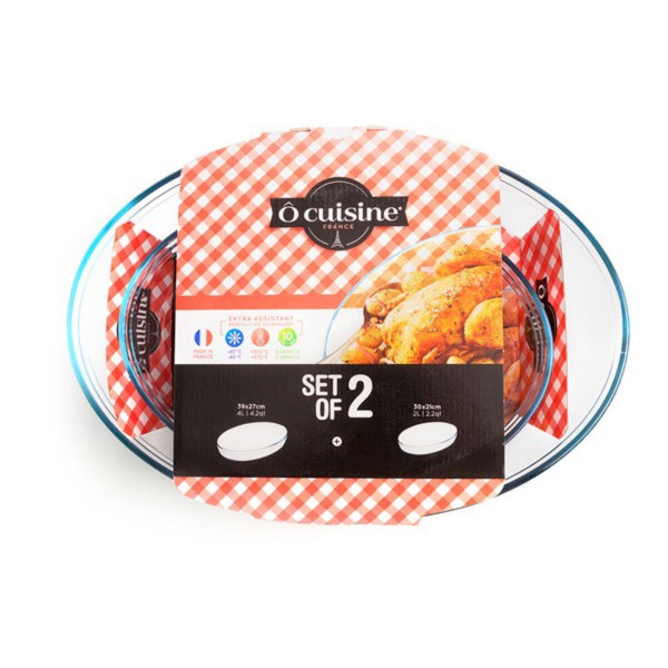 Ahjunõude komplekt Ô Cuisine 334SA06 Läbipaistev Klaas (2 pcs)