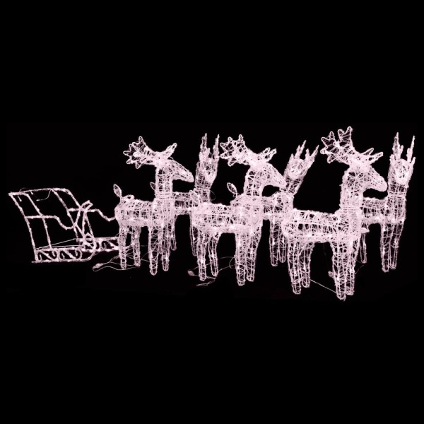 Christmas decoration deer and sleigh, acrylic, 320 LED