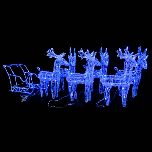 Christmas decoration deer and sleigh, acrylic, 320 LED
