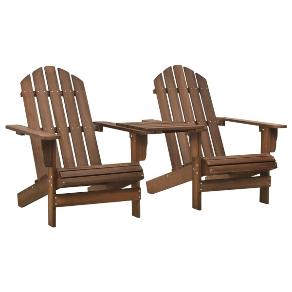 Garden Adirondack chair with table, brown, solid spruce wood