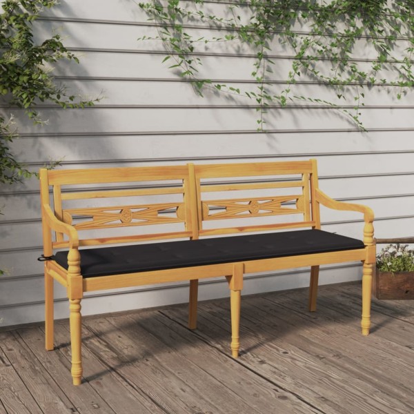 Batavia bench with anthracite cushion, 150cm, teak