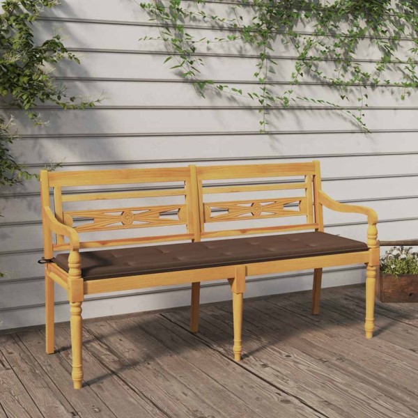 Batavia bench with taupe cushion, 150cm, teak