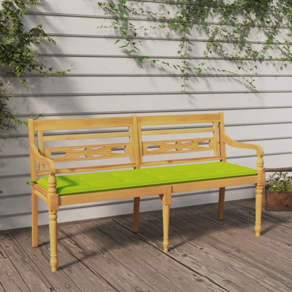 Batavia bench with green cushion, 150cm, solid teak