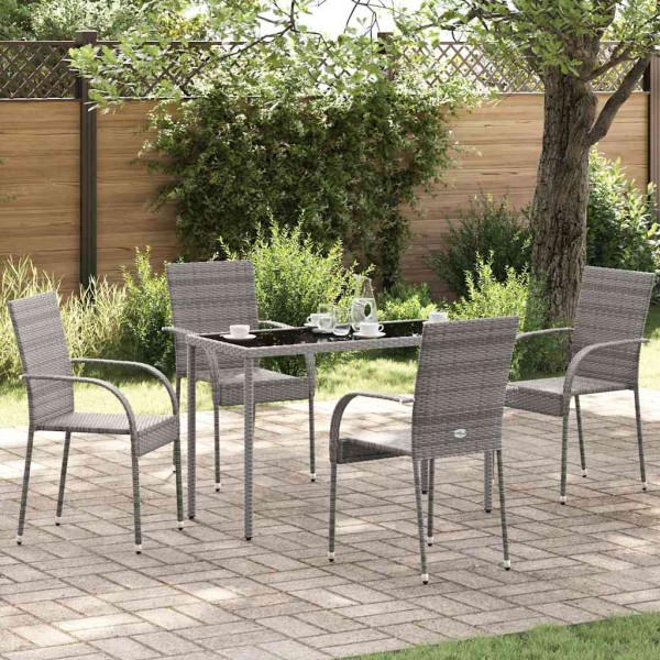 Stackable outdoor chairs, 4 pcs., gray color, polyrattan