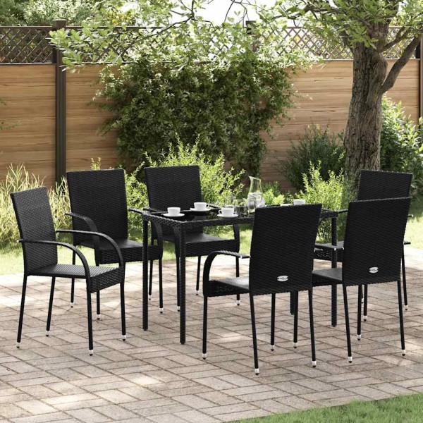 Stackable outdoor chairs, 6 pcs., black color, polyrattan