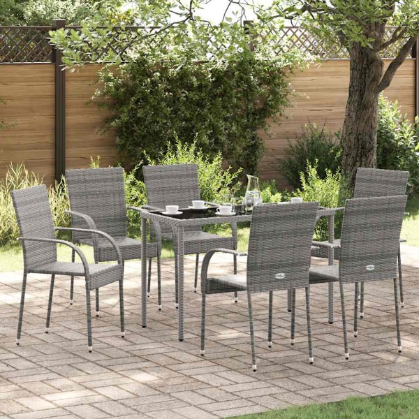 Stackable outdoor chairs, 6 pcs., gray color, polyrattan