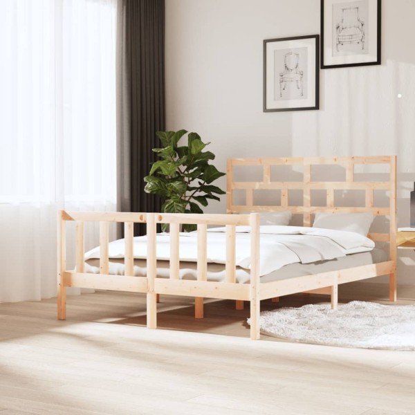 Bed frame, 140x190cm, solid pine wood