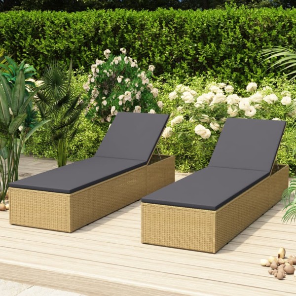 Sun lounger, brown and dark gray, polyrattan