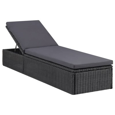 Sun lounger, black and dark...