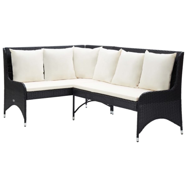 Corner garden sofas, 2 pcs., black color, polyrattan
