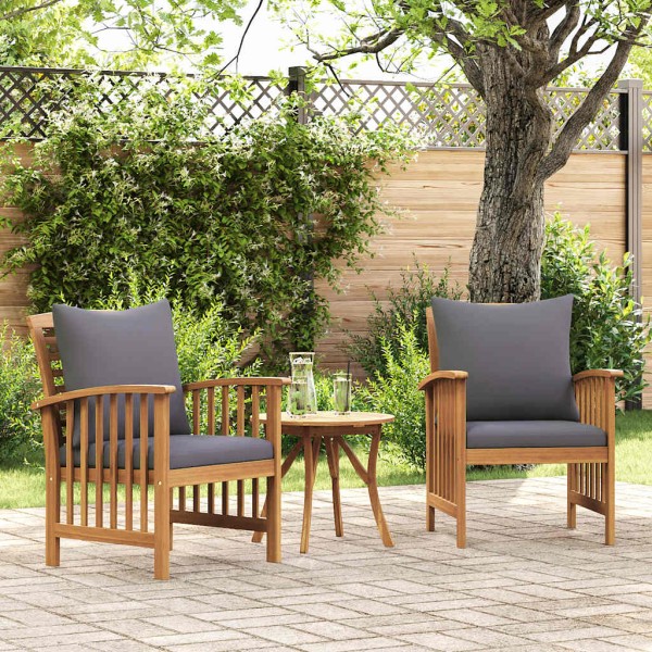 Garden chairs with cushions, 2 pcs., solid acacia wood