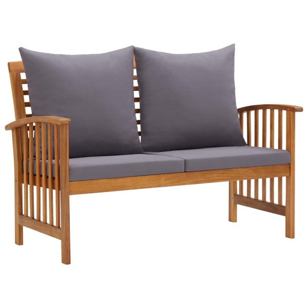 Garden bench with pillows, 119cm, solid acacia wood