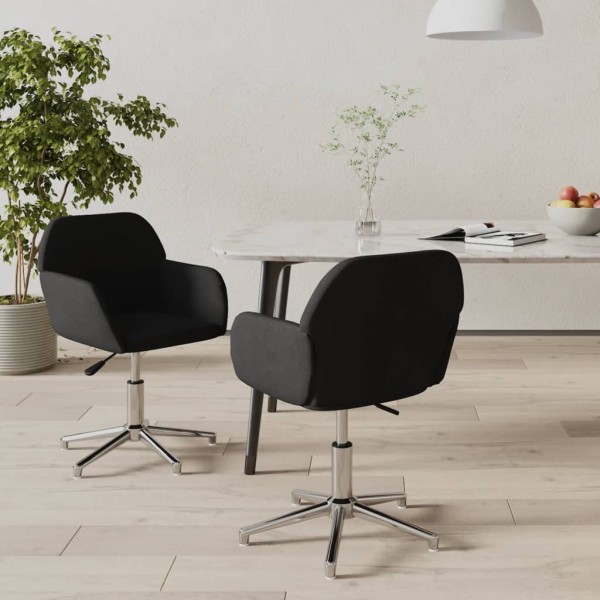 Swivel dining chairs, 2 pcs., black, fabric