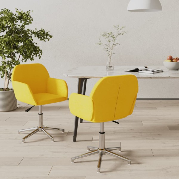 Swivel dining chairs, 2 pcs., mustard yellow, fabric