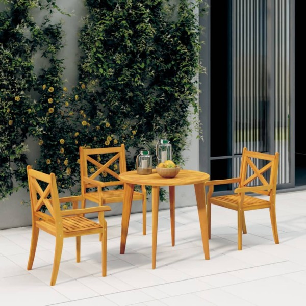 Outdoor dining chairs, 3 pcs., solid acacia wood