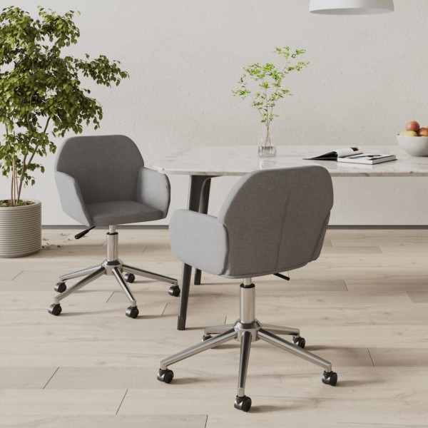 Swivel dining chairs, 2 pcs., light gray, fabric