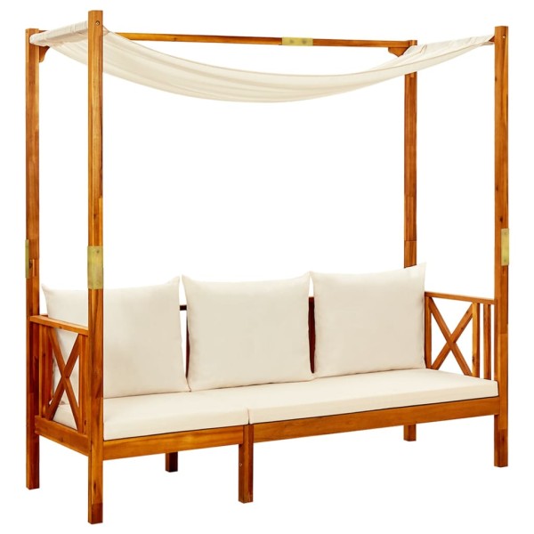 Garden bench with vault, solid acacia wood
