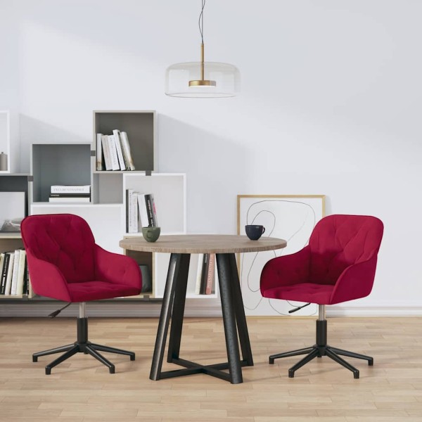Swivel dining chairs, 2 pcs., wine red, velvet