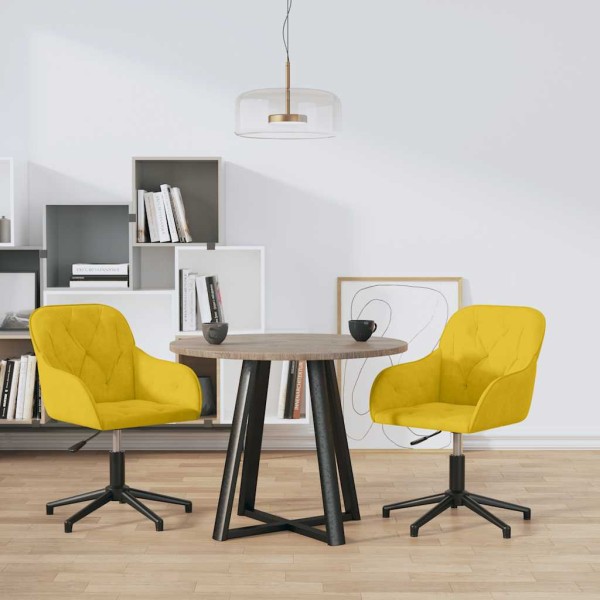 Swivel dining chairs, 2 pcs., yellow, velvet