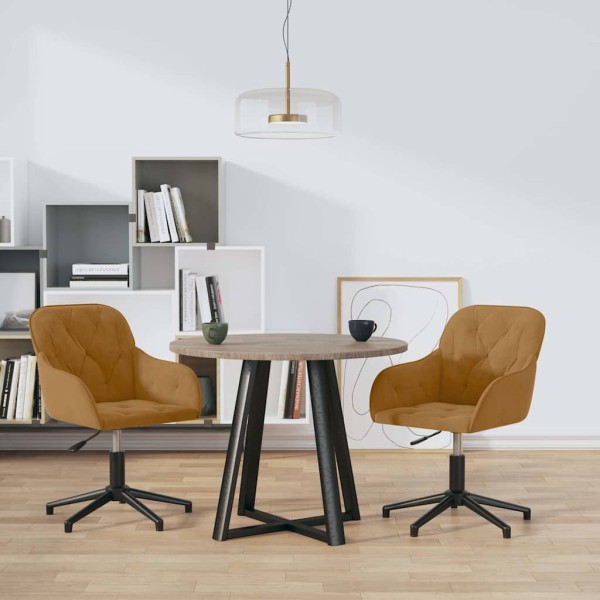 Swivel dining chairs, 2 pcs., brown, velvet