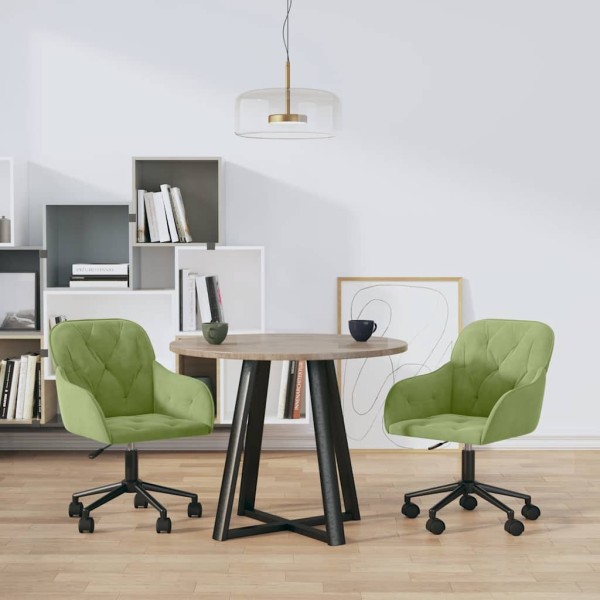 Swivel dining chairs, 2 pcs., light green, velvet