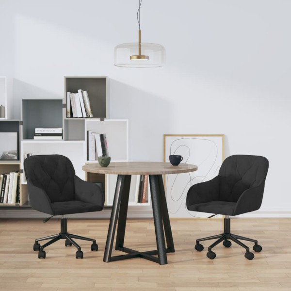 Swivel dining chairs, 2 pcs., black, velvet