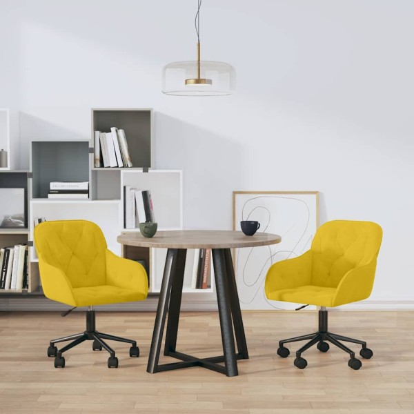 Swivel dining chairs, 2 pcs., yellow, velvet