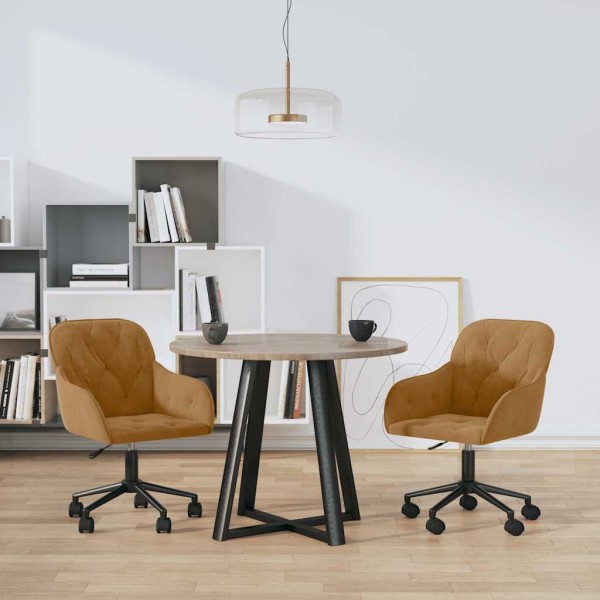 Swivel dining chairs, 2 pcs., brown, velvet