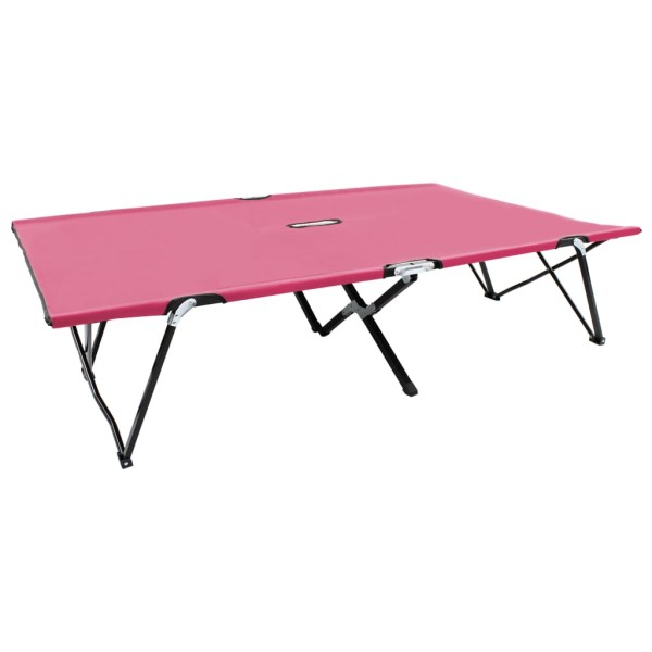 Double folding sun lounger, pink, steel