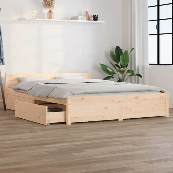 Bed frame with drawers, 140x190cm