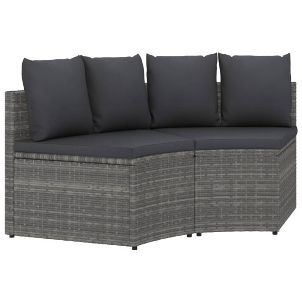 Garden set with cushions, 2 parts, gray, polyrattan