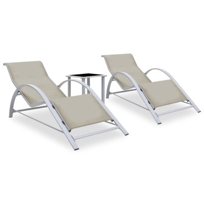 Sunbeds with table, 2 pcs.,...