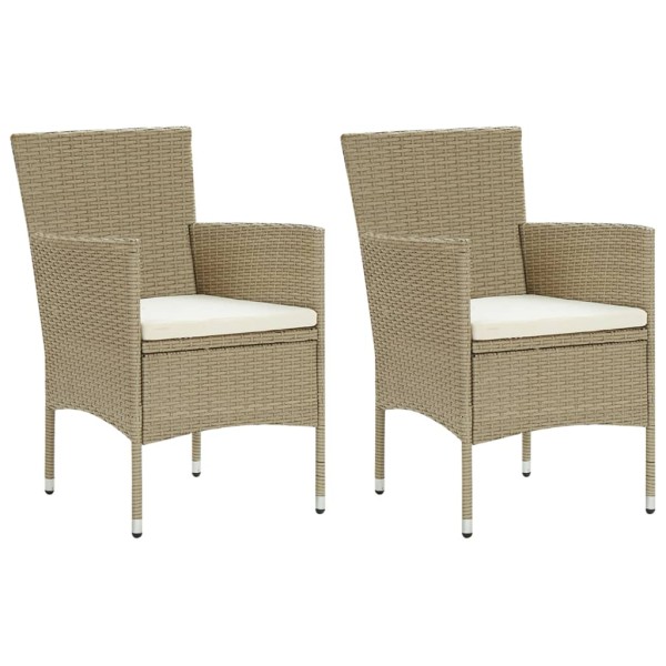 Garden dining chairs, 2 pcs., beige, polyrattan