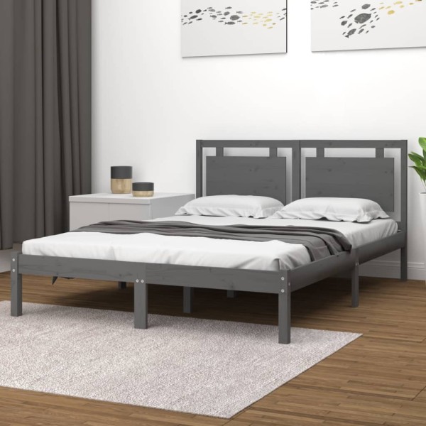 Bed frame, gray, 200x200cm, solid wood