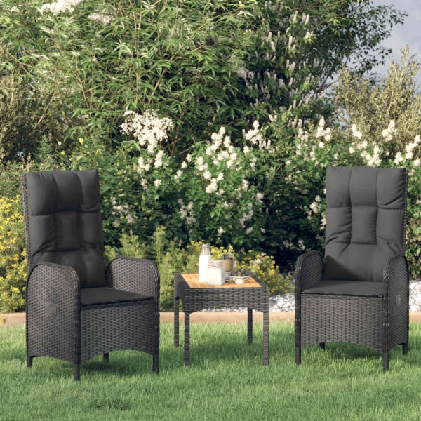 Outdoor chairs, 2 pcs., black, polyrattan