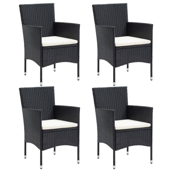 Garden dining chairs, 4 pcs., black, polyrattan